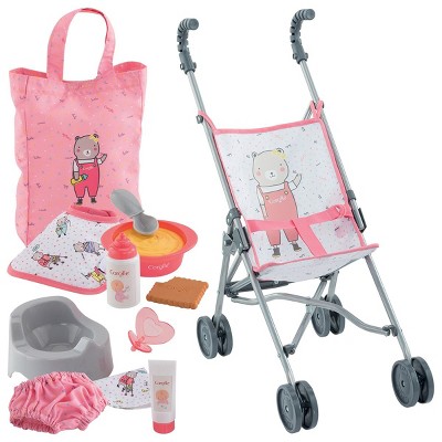 Corolle Umbrella Doll Stroller & Large Accessories 12" Baby Doll Set