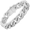 Steeltime Men's 18k gold plated stainless steel and simulated diamonds heavy miami cuban link chain bracelet. Color Options: Silver, Gold - 2 of 4