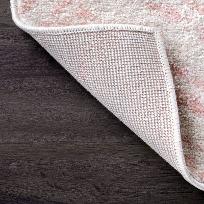 Pink Geometric 5' x 7' Synthetic Easy Care Area Rug