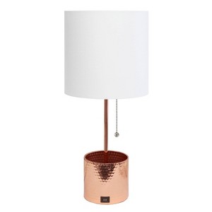 Creekwood Home Sleek Functional Accent Table Lamp with USB Rose Gold White Shade - 1 of 4
