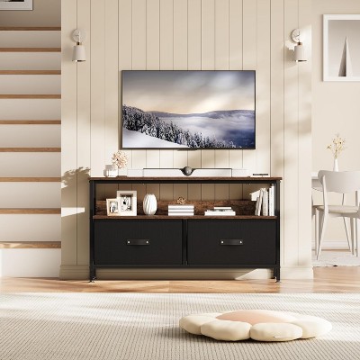 Garvee Dresser TV Stand, Entertainment Center with Fabric Drawers & Open Storage,Console Table Furniture