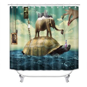 Elephant Standing On Tortoise Shell Shower Curtains for Bathroom Waterproof Fabric Bath Curtain Durable Soft Stylish Bathroom Decor 72x72 Inch - 1 of 1