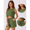 Allegra K Women's Casual Round Neck Sleeveless Top and Shorts with Elastic Waist Set - 2 of 4