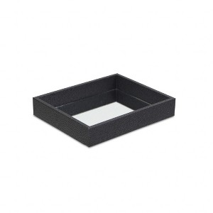 HomeRoots 10" Black Faux Shagreen And Mirrored Glass Tray - 1 of 4