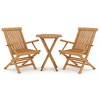 vidaXL 3 Piece Patio Dining Set Solid Wood Teak - 2 of 4