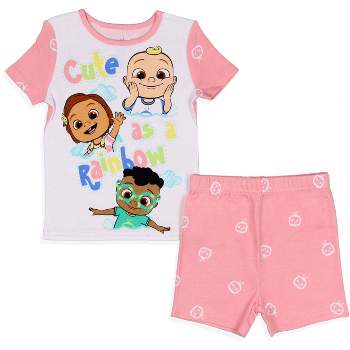 CoComelon Toddler Girls Cute Rainbow Short Sleeve With Shorts Pajama 2PC Set