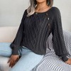 Coolmee Women's Casual Knitted Pullover Sweaters Long Sleeve Crew Neck Jumper Tops - 4 of 4