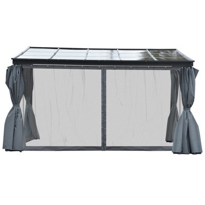 Outsunny 10' x 13' Gray Aluminum Patio Gazebo with Polycarbonate Roof
