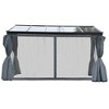 Outsunny 10' x 13' Outdoor Patio Gazebo with Sloping Polycarbonate Roof, Durable Aluminum Frame, & Netting Curtain - 4 of 4