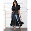 Coolmee Women Sexy Tunics Blouse Puff Short Sleeve Bodycon High Low Asymmetrical Ruffle Shirt Top Dress - 2 of 4