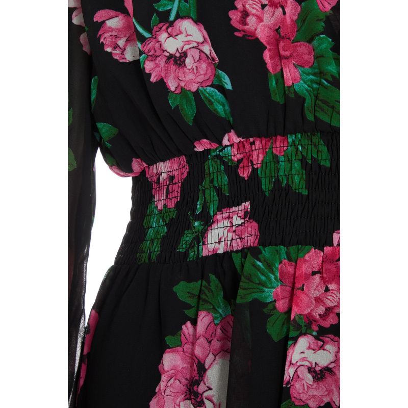 QUIZ Women's Floral Chiffon Dip Hem Midi Dress, 5 of 7
