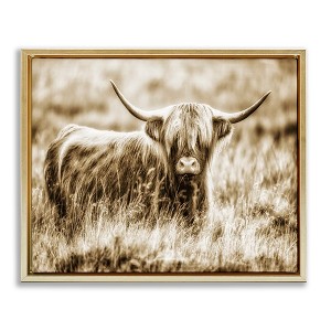 Stupell Industries Vintage Cow In Pasture Floating Frame Canvas Art - 1 of 4