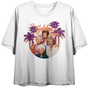 Palm Trees Golden Girls Women's White Crop Tee - 1 of 2