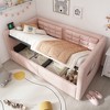 Upholstered Twin Size Daybed with Hydraulic Storage & USB - C Charging, Velvet Tufted Back Sofa Bed Frame - ModernLuxe - 2 of 4