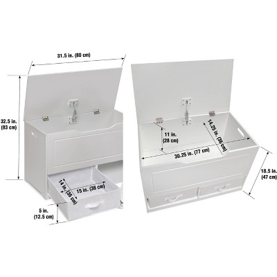 Dual-Tone White & Gray Toy Storage Bench with Reversible Baskets