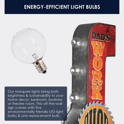 Galvanized Steel LED Dad's Workshop Marquee Sign
