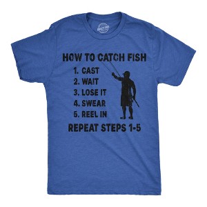 Mens Funny T Shirts How to Catch Fish Checklist Sarcastic Fishing Graphic Novelty Tee for Men - Crazy Dog Men's T Shirt For Fishers - 1 of 4