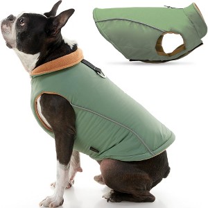 Gooby Sports Vest, Fleece Lined Small Dog Cold Weather Jacket Coat Sweater with Reflective Lining, Green, Small - 1 of 1
