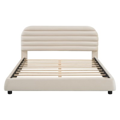 GDFStudio Ford Queen Size Tufted Velvet Upholstered Platform Bed with Adjustable Back Height