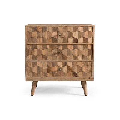 Vynxaria Mid-Century Modern Mango Wood 3 Drawer Chest