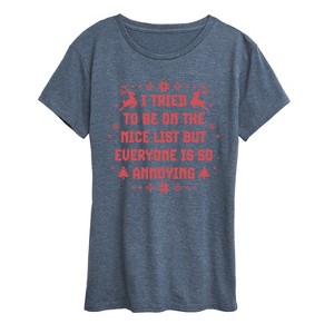 Women's - Instant Message - Tried To Nice List Short Sleeve Graphic T-Shirt - 1 of 4