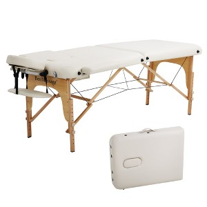 FDW Massage Table Massage Bed SPA Bed 2 Fold Massage Table Heigh Adjustable 73’’ Long PU Portable Salon Bed W/Half Bolsters Sheets Carry Case - 1 of 4
