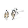 Haus of Brilliance Silver Yellow Diamond Accent Leaf Stud Earrings - 2 of 4