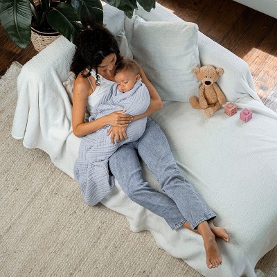 Heather Slate Light Grey Muslin Cotton Baby Blanket 40" x 40"