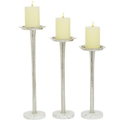 Set Of 3 Aluminum Terrazzo Candle Holders Silver - Olivia & May : Target