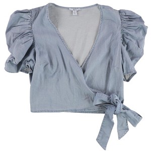 bar III Womens Puff Sleeve Wrap Blouse - 1 of 2