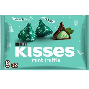 HERSHEY'S Kisses Christmas Mint Truffle Flavored Dark Chocolate Candy - 9oz - 1 of 4