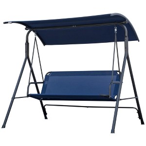 Resenkos 3-Person Swing Set, Outdoor Patio Swing With Tilt Canopy, Steel Frame Bench Seat, Wine Red - 1 of 4