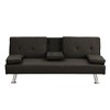 TIRAMISUBEST Modern Sofa Bed with Armrest Two Holders, PVC Upholstery, Wood Frame, Stainless Steel Legs - 3 of 4