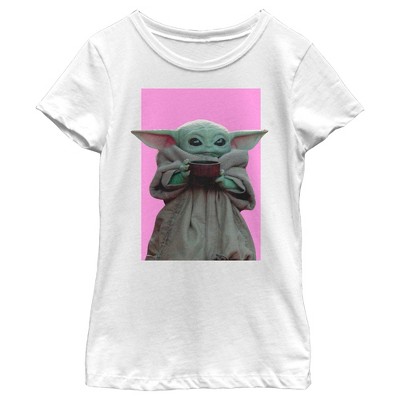 Girl's Star Wars: The Mandalorian Grogu Drink T-shirt : Target