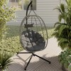 LeisureMod Summit Outdoor Egg Swing Chair for One Person, Grey Steel Frame with Cushions, Hanging Patio Chair for Garden or Balcony - 2 of 4