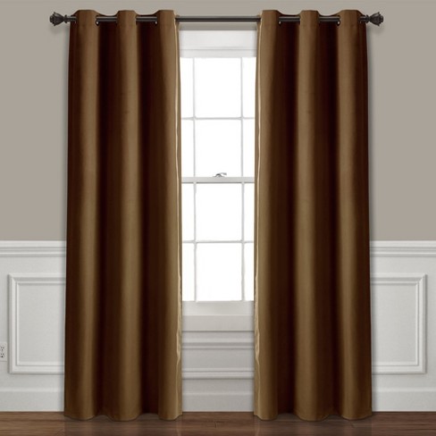 Absolute Blackout Window Curtain Panels Mocha 76X84 Set Each 38x84 - image 1 of 4