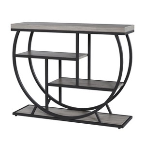 39 in Modern Console Table for Entryway, 4 Tier Faux Marble Hallway Table with Storage & Semi-Circular Metal Frame - 1 of 4