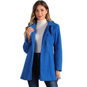 INSPIRE CHIC Women's Christmas Peter Pan Collar Double Breasted Long Trench Winter Pea Coat - 1 of 4