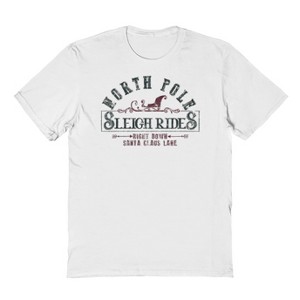 Rerun Island Men's Christmas North Pole Sleigh Short Sleeve Graphic Cotton T-shirt - 1 of 1