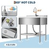 Stainless Steel Utility Sink, Includes Hot/Cold Faucet with Hoses & Drain Kit, Adjustable Legs for Kitchen, Garage, Outdoor Use - 3 of 4