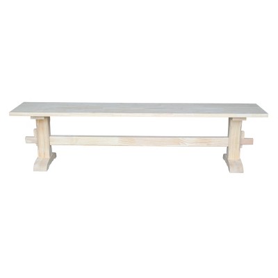 Unfinished Parawood Trestle Dining Bench