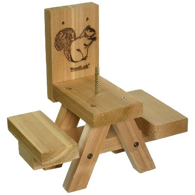 Woodlink Wooden Mini Picnic Table 1 Ear Corn Cob Squirrel Feeder Feeding Station with Mounting Hardware