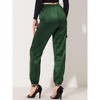 INSPIRE CHIC Women's Satin Drawstring Elastic High Waist Shiny Silky Cargo Pants - 4 of 4