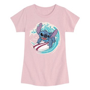 Girls' - Disney - Stitch Surf Fitted Short Sleeve Graphic T-Shirt - 1 of 3