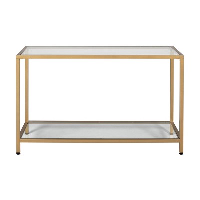 47" Camber Modern Glass Console Table Gold - Studio Designs Home: Mid-Century Style, Steel Frame, Tempered Top