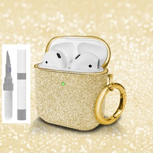 HTUTWOO for AirPods Pro 3 Case, Bling Surface Plating Hard Cover, Shockproof Protective Cover with Keychain and Cleaning Kit for Women - 1 of 4