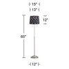 360 Lighting Abba Modern 65" Tall Standing Floor Lamp Skinny Pole Twin Pull Chain Silver Metal Brushed Steel Finish Bedroom Pleated Navy Blue Shade - 4 of 4
