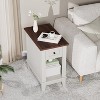 Narrow Side Table with Charging Station Small Farmhouse End Tables Storage Nightstand Bedside Tables Living Room Sofa Table - 3 of 4