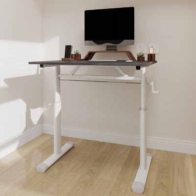 INFURNIC Desks Adjustable Standing Desk with Crank for Easy to Assemble Sturdy and Durable Multi Purpose, Grey, 32.68"*23.62"*35.43"