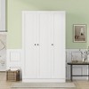 TIRAMISUBEST 3-Door Shutter Wardrobe Closet with Hanging Rod, Modern Bedroom Armoire with Storage Shelves and 3 Doors - 3 of 4